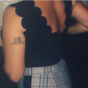 SHEIN Black Scalloped Bodysuit